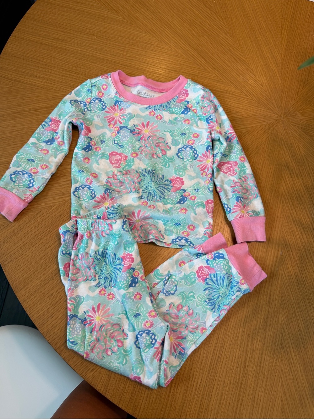 Lilly Pulitzer 3T Floral Pink Trim Pajama Set